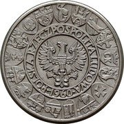 Poland 100 Zlotych (Polish Millennium. Trial Strike) POLSKA RZECZPOSPOLITA LUDOWA 1960 coin obverse Poland 100 Zlotych (Polish Millennium. Trial Strike) POLSKA RZECZPOSPOLITA LUDOWA 1960 coin obverse