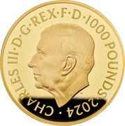 UK 1000 Pounds (The Waterloo Medal Allied Leaders) CHARLES III D G REX F D 1000 POUNDS 2024 MJ coin obverse UK 1000 Pounds (The Waterloo Medal Allied Leaders) CHARLES III D G REX F D 1000 POUNDS 2024 MJ coin obverse