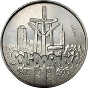Poland 100000 Zlotych 10th Anniversary of the Forming the Solidarity Trade Union. Trial Strike 1990 MW PRÓBA SOLIDARNOŚĆ 1980 1990 coin reverse Poland 100000 Zlotych 10th Anniversary of the Forming the Solidarity Trade Union. Trial Strike 1990 MW PRÓBA SOLIDARNOŚĆ 1980 1990 coin reverse