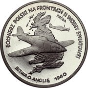 Poland 100000 Zlotych (Poles on the Fronts of WWII. Battle of Britain. Trial Strike) ŻOŁNIERZ POLSKI NA FRONTACH II WOJNY ŚWIATOWEJ PRÓBA BITWA O ANGLIĘ 1940 coin reverse