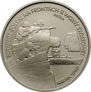 Poland 100000 Zlotych Poles on the Fronts of WWII. Battles of Narvik. Trial Strike 1991 MW ZOŁNIERZ POLSKI NA FRONTACH II WOJNY ŚWIATOWEJ PRÓBA NARVIK 1940 coin reverse