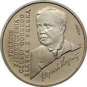 Poland 100000 Zlotych Unification of Upper Silesia & Poland. Trial Strike 1992 MW 70-LECIE ZJEDNOCZENIA CZĘŚCI GÓRNEGO ŚLĄSKA Z POLSKĄ PRÓBA E WOJCIECH KORFANTY coin reverse