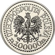 Poland 100000 Zlotych (Warsaw Uprising. Trial Strike) RZECZPOSPOLITA POLSKA 1994 MW ZŁ 100000 ZŁ coin obverse