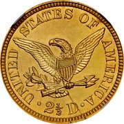 USA 2-1/2 Dollars Quarter Eagle Pattern 1857  UNITED STATES OF AMERICA 2½ D coin reverse USA 2-1/2 Dollars Quarter Eagle Pattern 1857  UNITED STATES OF AMERICA 2½ D coin reverse