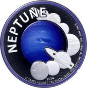 Cook Islands 2 Dollars (Neptune) NEPTUNE 2014 IT TAKES ALMOST 165 EARTH YEARS FOR NEPTUNE TO ORBIT THE SUN ONCE coin reverse Cook Islands 2 Dollars (Neptune) NEPTUNE 2014 IT TAKES ALMOST 165 EARTH YEARS FOR NEPTUNE TO ORBIT THE SUN ONCE coin reverse
