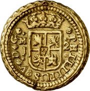 Spain 2 Escudos (Philip V. Madrid Mint. Cross 3rd Type) PHILIPVS V D G M J 2 coin obverse Spain 2 Escudos (Philip V. Madrid Mint. Cross 3rd Type) PHILIPVS V D G M J 2 coin obverse