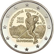 Slovakia 2 Euro EuroHockey Championship 2025 MAJSTROVSTVÁ EURÓPY V HOKEJI 1925 2025 SLOVENSKO coin obverse Slovakia 2 Euro EuroHockey Championship 2025 MAJSTROVSTVÁ EURÓPY V HOKEJI 1925 2025 SLOVENSKO coin obverse
