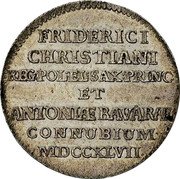 Poland 2 Grosze Wedding Maria Anna of Bavaria and Frederick Christian 1747 FRIDERIC I CHRISTIANI REG POL EL SAX PRINC ET ANTONIAE BAVARAE CONNUBIUM MDCCXLVII coin reverse Poland 2 Grosze Wedding Maria Anna of Bavaria and Frederick Christian 1747 FRIDERIC I CHRISTIANI REG POL EL SAX PRINC ET ANTONIAE BAVARAE CONNUBIUM MDCCXLVII coin reverse