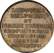 Poland 2 Grosze Wedding Maria Josepha and Louis Dauphin of France 1747 LUDOVICI DELPHINI ET MARIAE IOSEPHAE REG POL PRINC CONNUBIUM DRESDAE MDCCXLVII. coin reverse Poland 2 Grosze Wedding Maria Josepha and Louis Dauphin of France 1747 LUDOVICI DELPHINI ET MARIAE IOSEPHAE REG POL PRINC CONNUBIUM DRESDAE MDCCXLVII. coin reverse