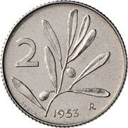 Italy 2 Lire (Bee. Pattern) KM# Pr81 2 PROVA 1953 R coin reverse Italy 2 Lire (Bee. Pattern) KM# Pr81 2 PROVA 1953 R coin reverse