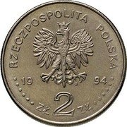 Poland 2 Zlote (75th Anniversary of the Disabled Association. Trial Strike) RZECZPOSPOLITA POLSKA 1994 MW ZŁ 2 ZŁ coin obverse Poland 2 Zlote (75th Anniversary of the Disabled Association. Trial Strike) RZECZPOSPOLITA POLSKA 1994 MW ZŁ 2 ZŁ coin obverse