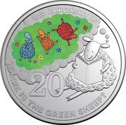 Australia 20 Cents (Where is the Green Sheep) 20TH ANNIVERSARY OF 20 WHERE IS THE GREEN SHEEP? coin reverse Australia 20 Cents (Where is the Green Sheep) 20TH ANNIVERSARY OF 20 WHERE IS THE GREEN SHEEP? coin reverse