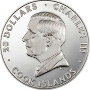 Cook Islands 20 Dollars (Bald Eagle) 20 DOLLARS CHARLES III DT COOK ISLANDS coin obverse