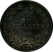 Canada 20 Dollars (British Columbia. Pattern) 20 DOLLARS 1862 KUNER A. coin reverse