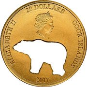 Cook Islands 20 Dollars (Brown Bear) ELIZABETH II 20 DOLLARS COOK ISLANDS IRB 2017 coin obverse Cook Islands 20 Dollars (Brown Bear) ELIZABETH II 20 DOLLARS COOK ISLANDS IRB 2017 coin obverse