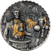 Cook Islands 20 Dollars (Steampunk. Carnival) STAGE F & B BATHROOMS EXIT 2024 coin reverse Cook Islands 20 Dollars (Steampunk. Carnival) STAGE F & B BATHROOMS EXIT 2024 coin reverse