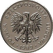 Poland 20 Zlotych Circulation Coin. Trial Strike 1989 MW POLSKA RZECZPOSPOLITA LUDOWA MW 1989 coin obverse