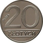 Poland 20 Zlotych Circulation Coin. Trial Strike 1989 MW PRÓBA 20 ZŁOTYCH coin reverse