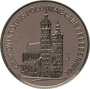Poland 20 Zlotych Mariacki Church. Trial Strike 1981 MW CRACOVIA TOTIUS POLONIAE URBS CELEBERRIMA PRÓBA coin reverse