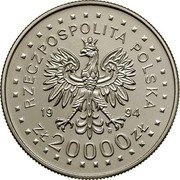 Poland 20000 Zlotych (200th Anniversary of the Kosciuszko Uprising. Trial Strike) RZECZPOSPOLITA POLSKA 1994 MW ZŁ 200000 ZŁ coin obverse Poland 20000 Zlotych (200th Anniversary of the Kosciuszko Uprising. Trial Strike) RZECZPOSPOLITA POLSKA 1994 MW ZŁ 200000 ZŁ coin obverse