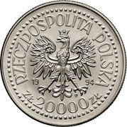Poland 20000 Zlotych (75th Anniversary of the Disabled Association. Proba) RZECZPOSPOLITA POLSKA 1994 MW ZŁ 20000 ZŁ coin obverse Poland 20000 Zlotych (75th Anniversary of the Disabled Association. Proba) RZECZPOSPOLITA POLSKA 1994 MW ZŁ 20000 ZŁ coin obverse