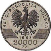 Poland 20000 Zlotych Barn Swallows. Trial Strike 1993 MW RZECZPOSPOLITA POLSKA MW 1993 20000 ZŁ coin obverse Poland 20000 Zlotych Barn Swallows. Trial Strike 1993 MW RZECZPOSPOLITA POLSKA MW 1993 20000 ZŁ coin obverse