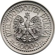 Poland 20000 Zlotych Casimir IV Jagiellon. Trial Strike 1993 MW RZECZPOSPOLITA POLSKA 1993 MW ZŁ 20000 ZŁ coin obverse Poland 20000 Zlotych Casimir IV Jagiellon. Trial Strike 1993 MW RZECZPOSPOLITA POLSKA 1993 MW ZŁ 20000 ZŁ coin obverse