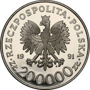 Poland 200000 Zlotych (200th Anniversary of the Constitution of May 3. Trial Strike) RZECZPOSPOLITA POLSKA 19 91 MW ZŁ 200000 ZŁ coin obverse Poland 200000 Zlotych (200th Anniversary of the Constitution of May 3. Trial Strike) RZECZPOSPOLITA POLSKA 19 91 MW ZŁ 200000 ZŁ coin obverse