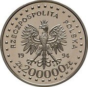 Poland 200000 Zlotych (200th Anniversary of the Kosciuszko Uprising. Trial Strike. Larger) RZECZPOSPOLITA POLSKA 1994 MW ZŁ 200000 ZŁ coin obverse Poland 200000 Zlotych (200th Anniversary of the Kosciuszko Uprising. Trial Strike. Larger) RZECZPOSPOLITA POLSKA 1994 MW ZŁ 200000 ZŁ coin obverse