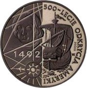 Poland 200000 Zlotych Discovery of America. Trial Strike 1992 MW 500 - LECIE ODKRYCIA AMERYKI 1492 PRÓBA E coin reverse
