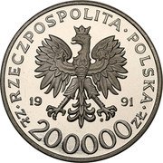 Poland 200000 Zlotych (General Leopold Okulicki. Trial Strike) RZECZPOSPOLITA POLSKA 19 91 MW ZŁ 200000 ZŁ coin obverse Poland 200000 Zlotych (General Leopold Okulicki. Trial Strike) RZECZPOSPOLITA POLSKA 19 91 MW ZŁ 200000 ZŁ coin obverse