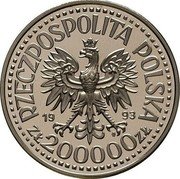Poland 200000 Zlotych Kazimierz IV Half Length. Trial Strike 1993 MW RZECZPOSPOLITA POLSKA 1993 MW ZŁ 200000 ZŁ coin obverse Poland 200000 Zlotych Kazimierz IV Half Length. Trial Strike 1993 MW RZECZPOSPOLITA POLSKA 1993 MW ZŁ 200000 ZŁ coin obverse