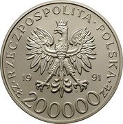 Poland 200000 Zlotych Michael Tokarzewski. Trial Strike 1991 MW RZECZPOSPOLITA POLSKA 19 91 MW ZŁ 200000 ZŁ coin obverse Poland 200000 Zlotych Michael Tokarzewski. Trial Strike 1991 MW RZECZPOSPOLITA POLSKA 19 91 MW ZŁ 200000 ZŁ coin obverse