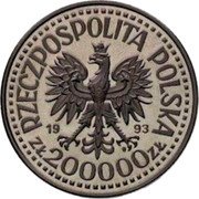 Poland 200000 Zlotych (Poles on the Fronts of WWII. Partisans. Proba) RZECZPOSPOLITA POLSKA 1993 MW ZŁ 200000 ZŁ coin obverse Poland 200000 Zlotych (Poles on the Fronts of WWII. Partisans. Proba) RZECZPOSPOLITA POLSKA 1993 MW ZŁ 200000 ZŁ coin obverse