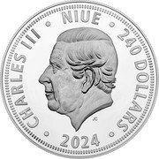 Niue 240 Dollars (Czech Lion. Hologram) CHARLES III NIUE 240 DOLLARS JC 2024 coin obverse Niue 240 Dollars (Czech Lion. Hologram) CHARLES III NIUE 240 DOLLARS JC 2024 coin obverse