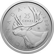 Canada 25 Cents (Caribou. W) CANADA 2024 25 CENTS W H coin reverse Canada 25 Cents (Caribou. W) CANADA 2024 25 CENTS W H coin reverse