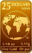 Canada 25 Dollars Global Trade Bar 2024  Bullion 25 DOLLARS 9999 TB 1/10 OZ 3.11G FINE GOLD OR PUR coin reverse Canada 25 Dollars Global Trade Bar 2024  Bullion 25 DOLLARS 9999 TB 1/10 OZ 3.11G FINE GOLD OR PUR coin reverse