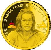 Samoa 25 Tala Germany Sports Legends. Heide Ecker-Rosendahl 2024 HEIDE ECKER-ROSENDAHL coin reverse Samoa 25 Tala Germany Sports Legends. Heide Ecker-Rosendahl 2024 HEIDE ECKER-ROSENDAHL coin reverse