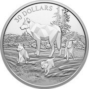 Canada 30 Dollars (Timber Wolves) 30 DOLLARS WAH coin reverse Canada 30 Dollars (Timber Wolves) 30 DOLLARS WAH coin reverse