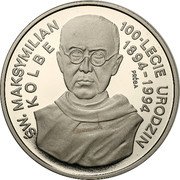 Poland 300000 Zlotych (St. Maksymilian Kolbe. Trial Strike) ŚW MAKSYMILIAN KOLBE 100-LECIE URODZIN 1894-1994 PRÓBA coin reverse Poland 300000 Zlotych (St. Maksymilian Kolbe. Trial Strike) ŚW MAKSYMILIAN KOLBE 100-LECIE URODZIN 1894-1994 PRÓBA coin reverse