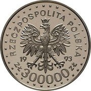 Poland 300000 Zlotych Zamosc. Trial Strike 1993 MW RZECZPOSPOLITA POLSKA 1993 MW ZŁ 300000 ZŁ coin obverse Poland 300000 Zlotych Zamosc. Trial Strike 1993 MW RZECZPOSPOLITA POLSKA 1993 MW ZŁ 300000 ZŁ coin obverse