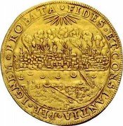 Poland 4 Ducat Defending against of Swedish Army by citizens of Torun 1629 FIDES ET CONSTANTIA PER IGNEM PROBATA coin reverse Poland 4 Ducat Defending against of Swedish Army by citizens of Torun 1629 FIDES ET CONSTANTIA PER IGNEM PROBATA coin reverse