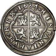 Spain 4 Reales (Charles II. Segovia Mint) KM# 200.1 HISPANIARVM REX 1684 coin reverse
