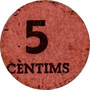 Spain 5 Centimos (Sabadell) 5 CÈNTIMS coin reverse Spain 5 Centimos (Sabadell) 5 CÈNTIMS coin reverse