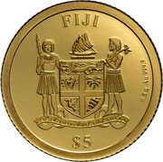 Fiji 5 Dollars (50 Years Terracotta Army) FIJI $5 0.5 G AU 999.9 coin obverse Fiji 5 Dollars (50 Years Terracotta Army) FIJI $5 0.5 G AU 999.9 coin obverse