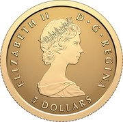 Canada 5 Dollars (Maple Leaf) ELIZABETH II D G REGINA 5 DOLLARS coin obverse Canada 5 Dollars (Maple Leaf) ELIZABETH II D G REGINA 5 DOLLARS coin obverse