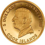 Cook Islands 5 Dollars (San Francisco) 5 DOLLARS CHARLES III DT COOK ISLANDS coin obverse Cook Islands 5 Dollars (San Francisco) 5 DOLLARS CHARLES III DT COOK ISLANDS coin obverse