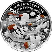 Latvia 5 Euro 150th Anniversary of Latvian Literary Classic Vilis Lejnieks (Pludons) 2024  Proof KM# 233 ŠŅĀC BUMBAS TVIRTAS, PLĪVO MATU CIRTAS 2024 coin reverse Latvia 5 Euro 150th Anniversary of Latvian Literary Classic Vilis Lejnieks (Pludons) 2024  Proof KM# 233 ŠŅĀC BUMBAS TVIRTAS, PLĪVO MATU CIRTAS 2024 coin reverse