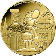 France 5 Euro (Asterix at the Olympic Games) KM# 3345 ©2024 LES ÉDITIONS ALBERT RENÉ 5 EURO RF 2024 coin obverse