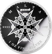 Malta 5 Euro Maltese Cross. Proof 2024 Proof MALTA 2024 9999 9999 1 OZ FINE SILVER coin reverse Malta 5 Euro Maltese Cross. Proof 2024 Proof MALTA 2024 9999 9999 1 OZ FINE SILVER coin reverse